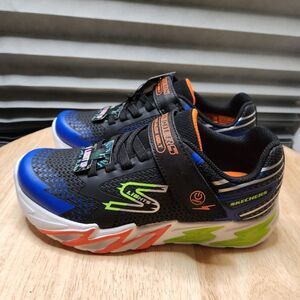 Skechers S Lights Boys’ Size 3 Sneakers – Black/Blue Light-Up, NWT